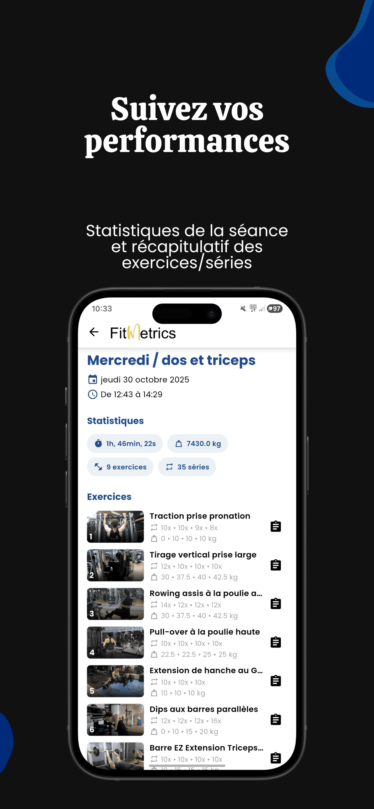 FitMetrics - Capture d'écran 5 du projet Application mobile